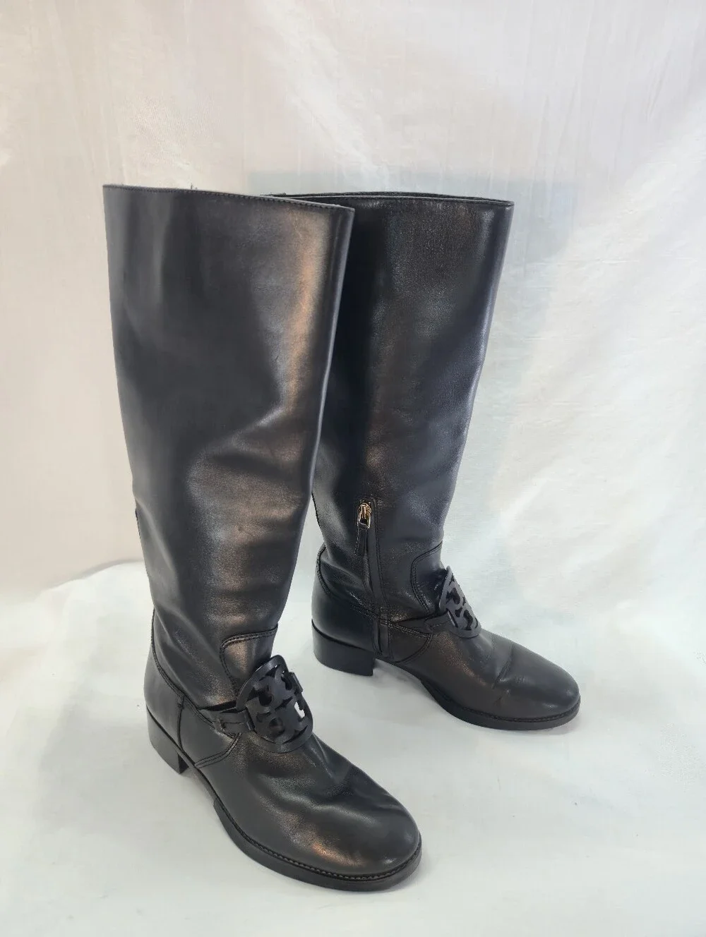 Tory Burch Miller Women's Size 8 Black Leather Pull On Riding Boots
